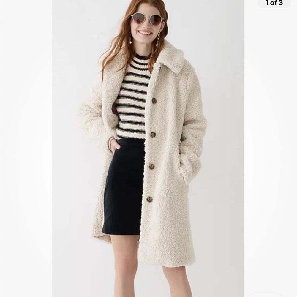 NWT J CREW Teddy Sherpa Coat Petite XS Sold Out
